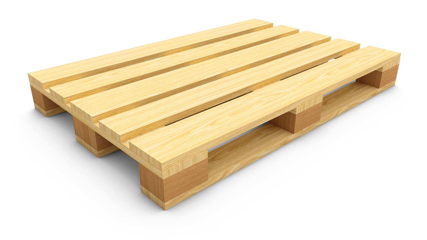 3D rendering wooden pallet isolated on white background.