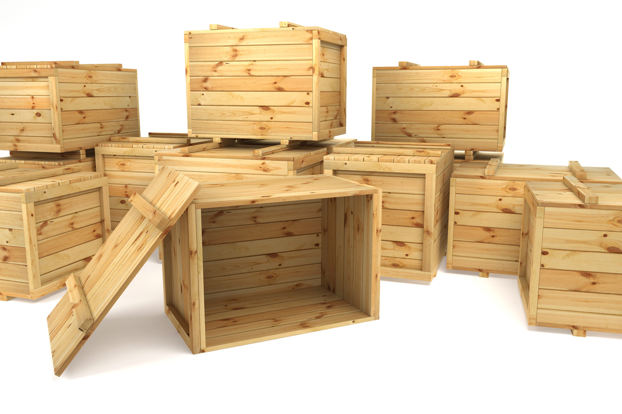 Wooden crates isolated on white