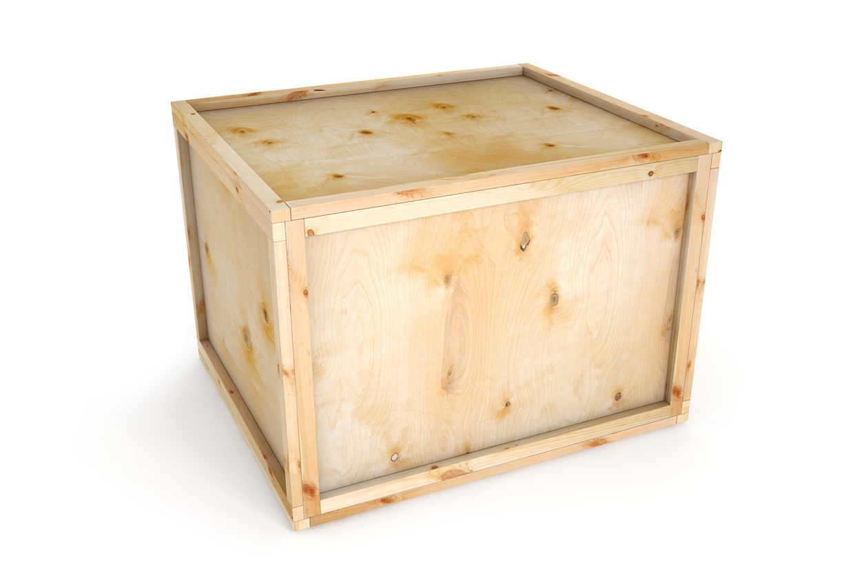 Wooden crates isolated on white background